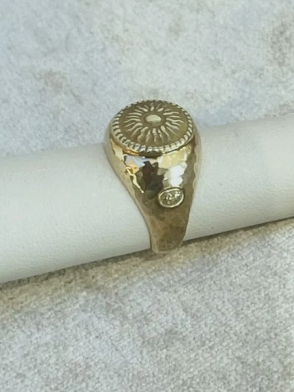 Torrini 1369 Authentic 14K Yellow Gold Hammered Sunburst Ring – Handmade Italy